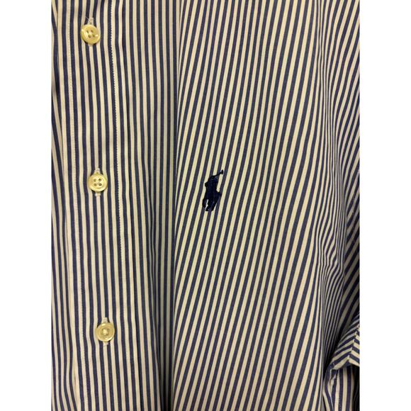 Ralph Lauren Yarmouth 100% Cotton Pinpoint Oxford Button Down Striped Shirt - Picture 2 of 5